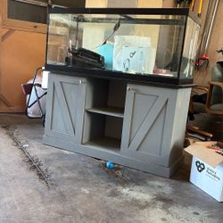 75gallon Fish Tank And Stand W/ Rocks Decor Lighting  And Filtration 