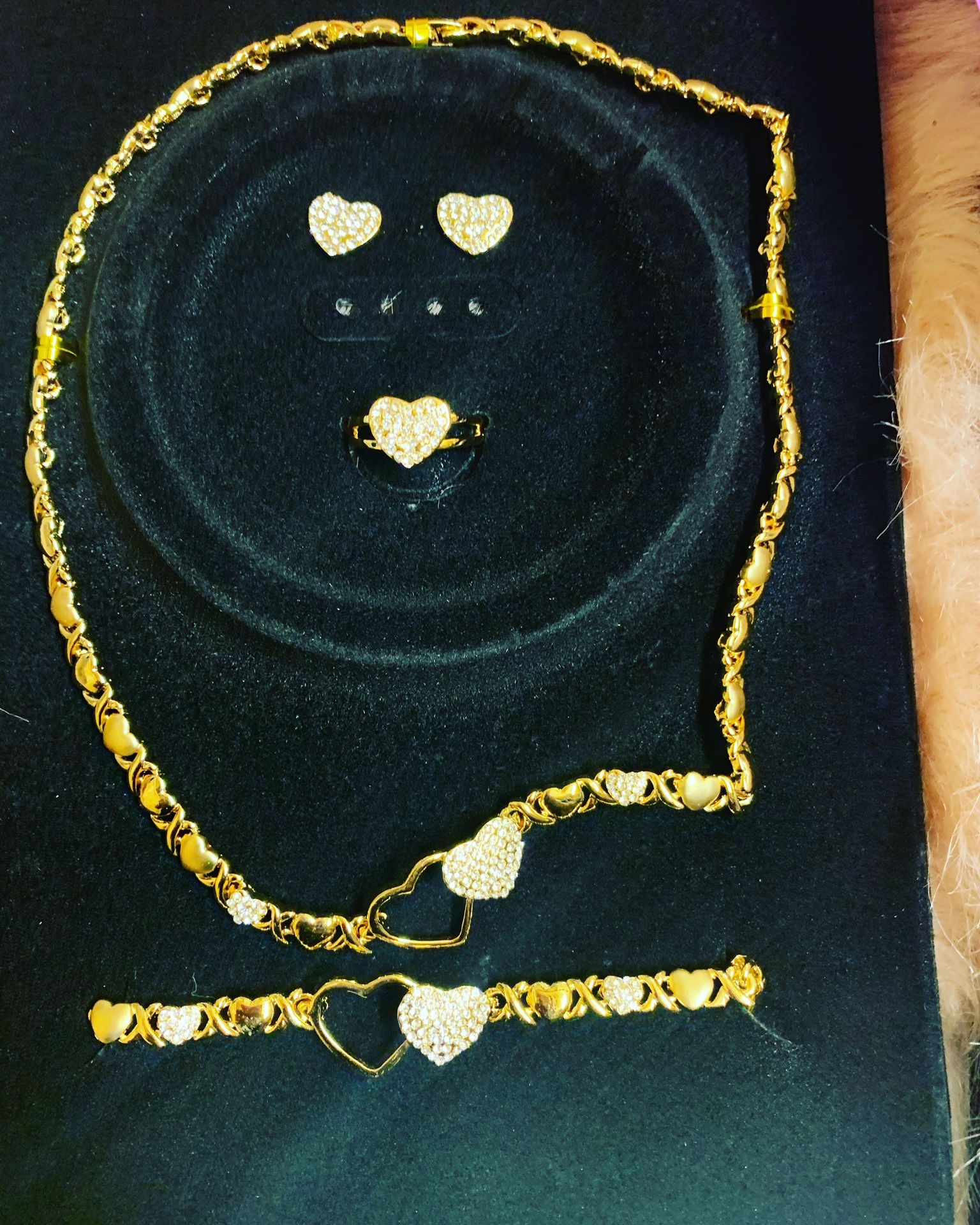 Heart necklace set 18k gold plated