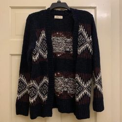 Hollister Navy Tribal Pattern Cardigan 