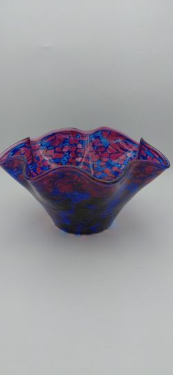 Beautiful Vintage Eye Glass Studio Bowl With Original Sticker