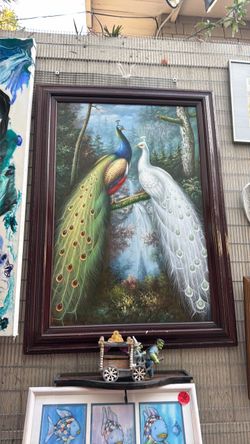 Beautiful peacock oil on canvas