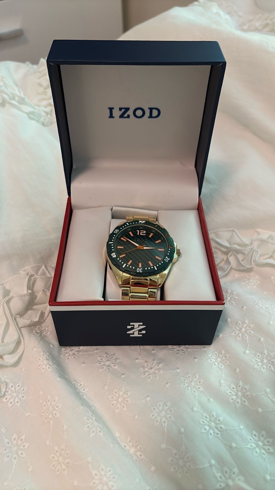 IZOD Green & Gold Watch