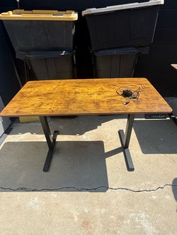 Set of 2 Industrial wood & black metal tables /desks