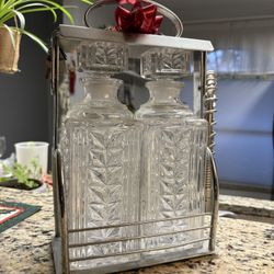 Spirits Connoisseur Clear Cut Glass Bar Decanter Set