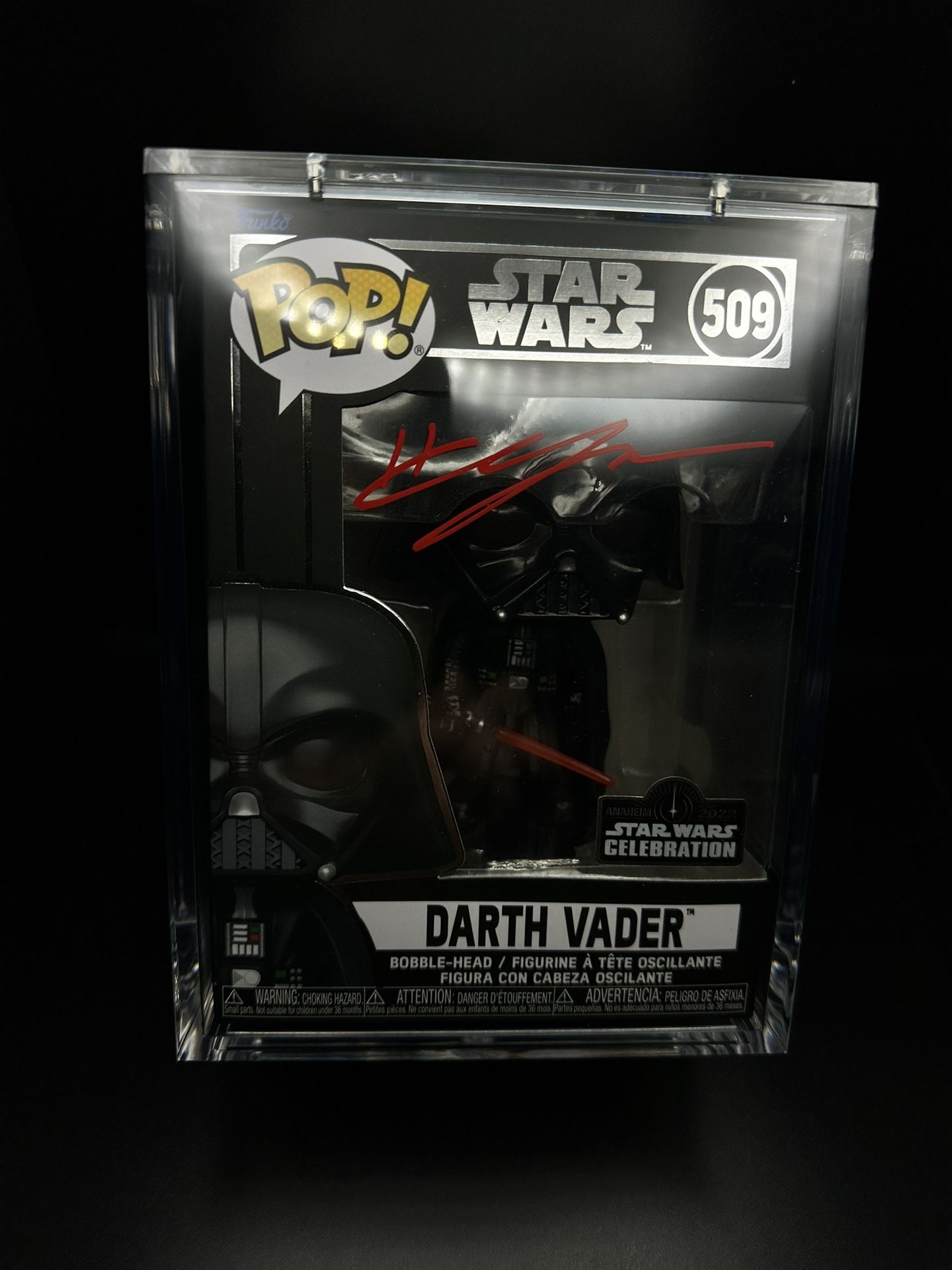 Darth Vader funko 509 autographed Hayden. Beckett auth.