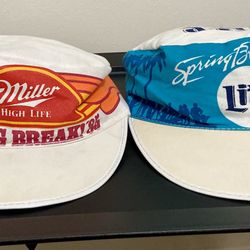 Vintage 1985 Miller Lite And Miller High Life Spring Break Caps. 