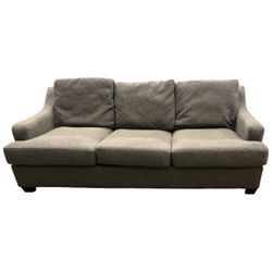 Gray fabric 3 seater sofa. Grey couch. Came from estate with dog