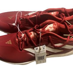 Adidas Adizero Afterburner 9 Baseball Cleats Shoes Red White IG9614 Mens Size 14
