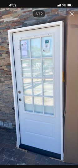 JELD-WEN 32 in. x 80 in. 12 Lite Primed Steel Prehung Right-Hand Outswing Front Door