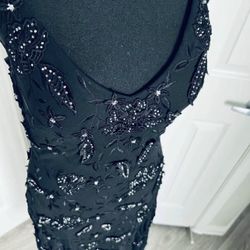 Vintage Sue Wong Nocturne Black Silk Beaded Padded Lined Cocktail Dress Size Petite 10