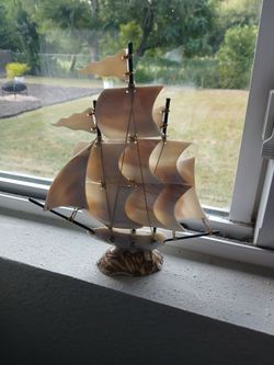 Vintage Sea Shell Sailing Ship