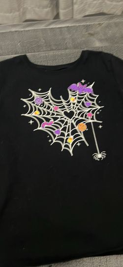 Black Halloween Spiderweb Graphic T-Shirt
