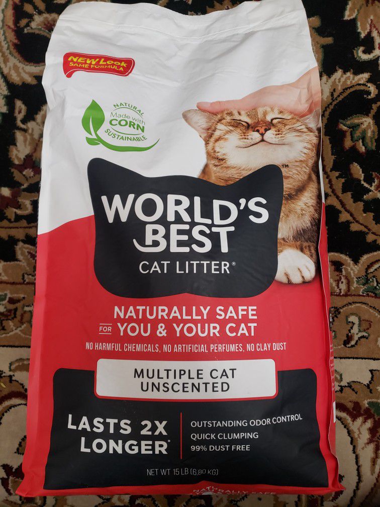 World's Best Cat Litter 15lb Bag Multiple Cat Unscented 