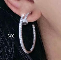 Cartier Diamond Nail Hoop Earrings ONLY $20.