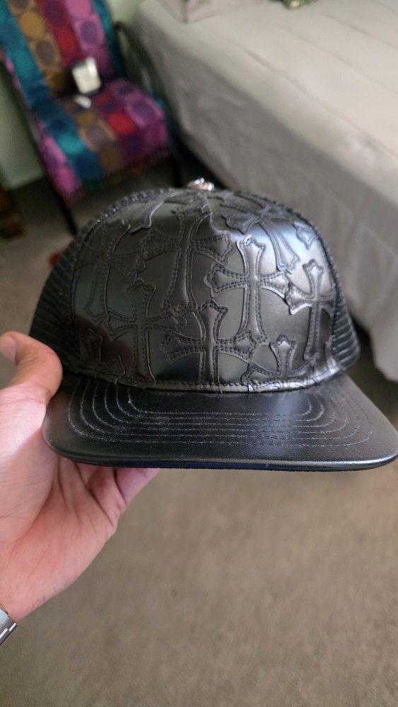 Chrome Leather Black Hat