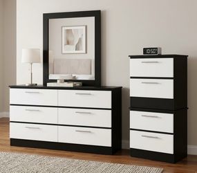 Dresser whit mirror and 2 nightstands - Cómoda con espejo y 2 mesitas de noche