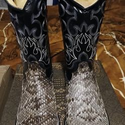 Western Rattlesnake Authentic Square Toe Boots