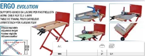 Montolit ERGO Evolution Professional Mobile Work Table for Tile Cutters, Construction, Assembly, and Material Preparation