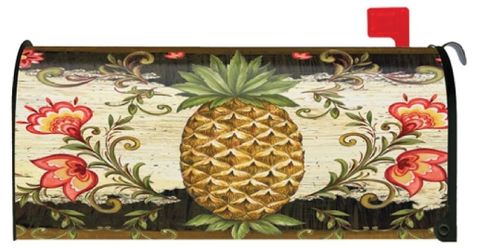 Toland Home Garden Pineapple & Scrolls Classic Flower Fruit Design Magnetic Mailbox Cover