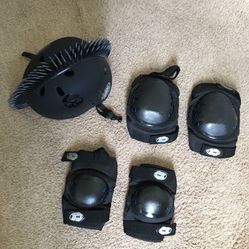 Helmet size M (54-58 cm), knee pads, elbow pads like new for kids