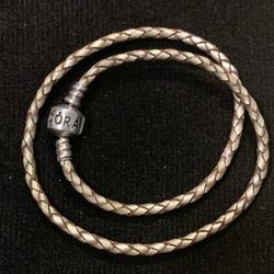 Pandora Double Wrap Champagne Leather Bracelet 