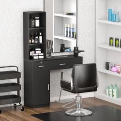 RESHABLE Wall Mount Salon Station Barber Beauty Cabinet Hair Salon Equipment