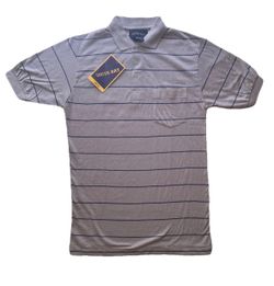 South Bay Men’s Size Large 16 Polo Tan And Blue Short Sleeve Button Button Up