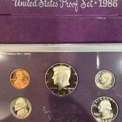 1986 S Gem Proof US Mint Set With 5 Coins In Original Government Package 