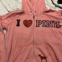 Victoria Secret Pretty In Pink  Zipper Hoodie