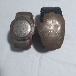 Womens Moroccan Woven Brown Leather Belt W/ Silver Brass & Etched Metal Buckle Boho