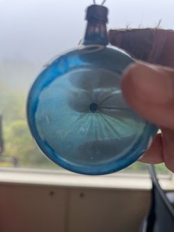 Vtg 1(contact info removed)'s Unsilvered Hand Painted Indent Blue Ornament Poland