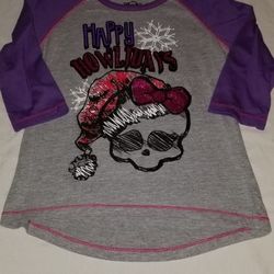 Girls Monster High Christmas Shirt - Size 6 -6x