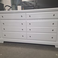 Modern Large White 6 Drawer Dresser