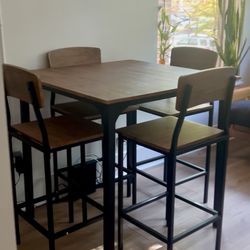 High Top Kitchen Table with Four Chairs 