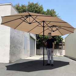 $95 (New in box) Large 15ft double sided outdoor patio umbrella, crank open/close (weight base not included) 