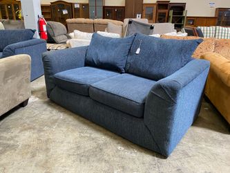 Denim Blue Square Frame Loveseat