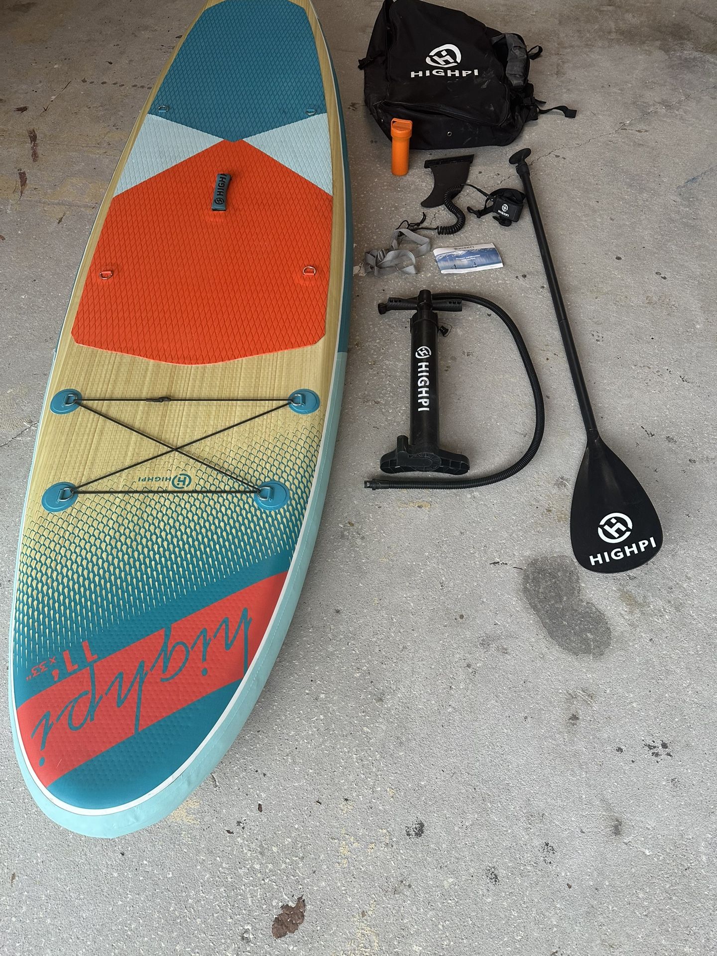 Inflatable Stand Up Paddle Board 11'x33''x6''W (Highpi Brand) Premium SUP Accessories (includes Backpack, Pump, Paddle, Tether, Repair Kit)