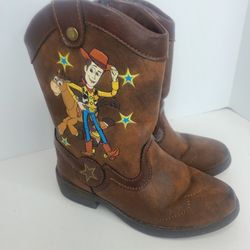 Disney Toy Story-4 Toddler Boys Brown Woody & Stars Western Cowboy Boots Size 10