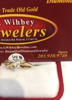 14 Kt solitaire pear shape diamond & band