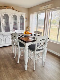 Tall Kitchen Table + 6 Chairs