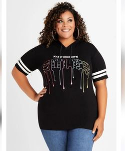 Ashley Stewart 14/16 Make Your Own Rules Hooded Tee