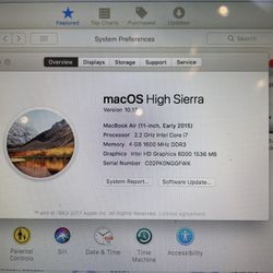 MacBookAir macOS High Sierra Version 10.12