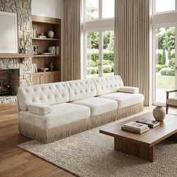 Austin 106" Tufted Velvet 3-Seater Modular Sofa with Fringe Skirt Base