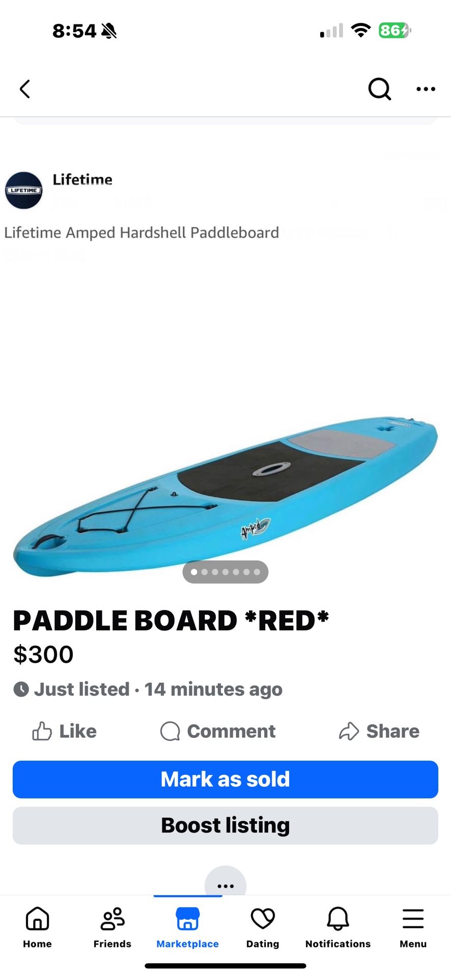 Lifetime Paddle Board *RED*