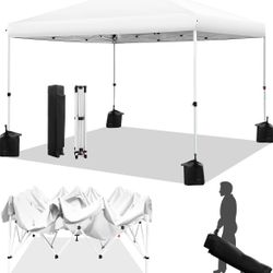 10x10ft Patio Easy Setup Pop Up Canopy Commercial Heavy Duty, Canopy Tent for Outdoor Events Instant Portable Shelter, 1 Roller Bag, 4 Sandbags, 8 Sta