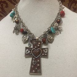 Rustic Western Cross Necklace Charm Necklace