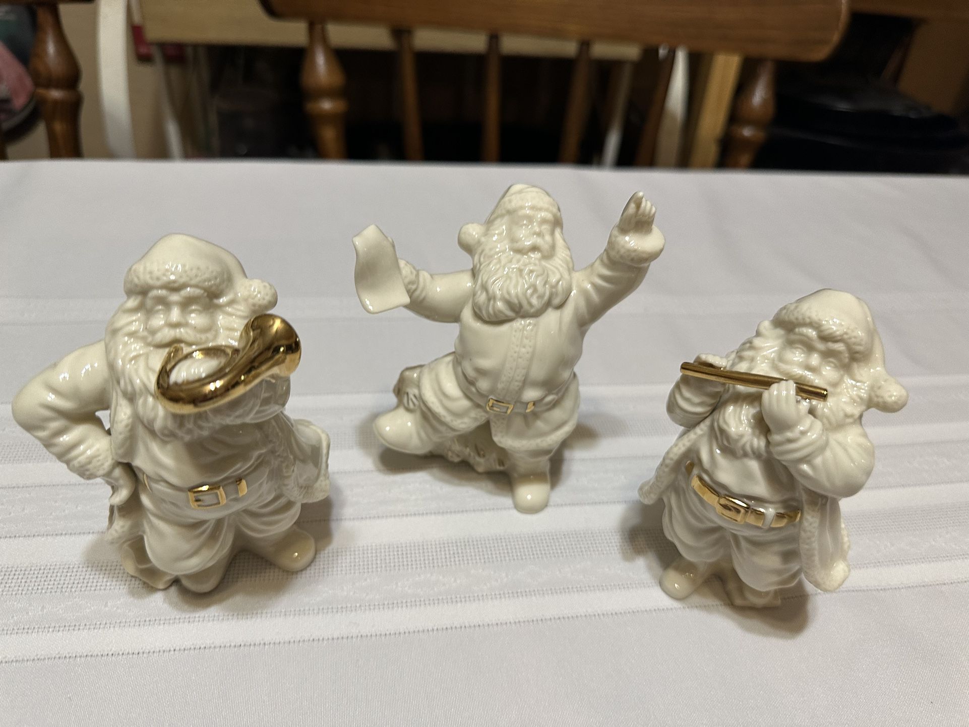 Lenox Set Of 3 Santa Musicians Whimsical Christmas Figures Decor