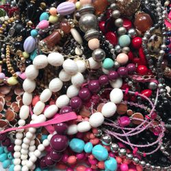 44 Scrap Necklaces 5lbs Acrylic Plastic Beads Recycle Harvest Broken Jewelry