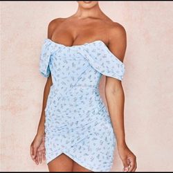 House of cb LUNA size medium Blue Floral Draped Corset Mini Dress