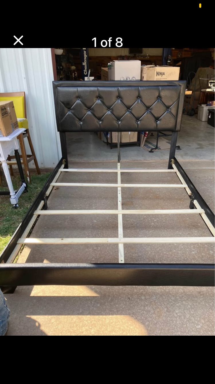 Queen Size Faux Leather Padded Bed Frame In Black